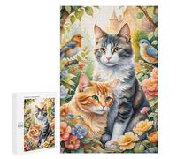 1000 PCS Rompecabezas para Adolescentes Garden Cats with Birds Rompecabezas para Adultos Juego Práctico Desafío Difícil 1000 PCS