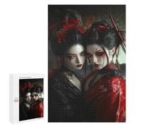 1000 PCS Rompecabezas para Adolescentes Geisha in Red and Black Japanese Cherry Blossom Rompecabezas para Adultos Juego Práctico Difícil Interacción Entre Padres E Hijos 1000 PCS