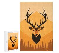 1000 PCS Rompecabezas para Adolescentes Geometric Deer Vector Portrait with Forest Design Rompecabezas Juegos Relajantes Desafío Difícil Desafiante De Completar 1000 PCS