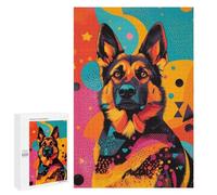 1000 PCS Rompecabezas para Adolescentes German Shepherd Pop Art Pop-Art Dog Print Rompecabezas para Adultos Juguetes Antiestrés Desafío Difícil Cumpleaños