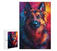 1000 PCS Rompecabezas para Adolescentes German Shepherd Pop Art Portrait Rompecabezas para Adultos Juego Práctico Difícil Interacción Entre Padres E Hijos 1000 PCS