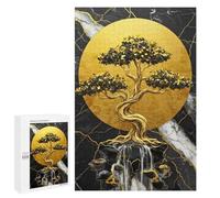 1000 PCS Rompecabezas para Adolescentes Golden Bonsai Tree with Waterfall Rompecabezas Juegos Relajantes Pero Divertidos Y Humorísticos Cumpleaños Y Navidad 1000 PCS