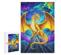 1000 PCS Rompecabezas para Adolescentes Golden Dragon on Mountain Peak Rompecabezas para Adultos Juegos De Relajación Decoración De Pared Ayuda A Ejercitar El Cerebro 1000 PCS