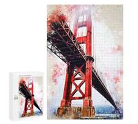 1000 PCS Rompecabezas para Adolescentes Golden Gate in Watercolor Rompecabezas para Adultos Juegos Familiares Desafío Difícil Ayuda A Ejercitar El Cerebro 1000 PCS