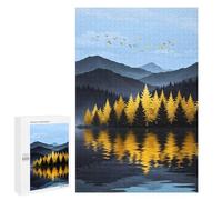 1000 PCS Rompecabezas para Adolescentes Golden Trees Reflecting in Lake Rompecabezas para Adultos Juegos Relajantes Que Mejoran La Memoria Actividades Divertidas En Casa 1000 PCS