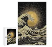 1000 PCS Rompecabezas para Adolescentes Golden Wave and Sun Art Rompecabezas para Adultos Juguetes Antiestrés Desafío Difícil Cumpleaños