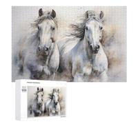 1000 PCS Rompecabezas para Adolescentes Graceful White Horses in Motion Rompecabezas para Adultos Juego Práctico Desafío Difícil Cumpleaños Y Navidad 1000 PCS