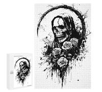 1000 PCS Rompecabezas para Adolescentes Grim Reaper with Roses Black and White Rompecabezas para Adolescentes Juegos Divertidos Análisis Y Lógica Cumpleaños 1000 PCS