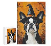 1000 PCS Rompecabezas para Adolescentes Halloween Witch Dog Art Print-2 Rompecabezas para Adultos Que Mejoran La Memoria Juegos De Ingenio Familiares Difíciles Y Desafiantes 1000 PCS