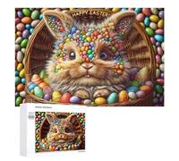 1000 PCS Rompecabezas para Adolescentes Happy Easter Basket with Bunny Rompecabezas para Adultos Juego De Ingenio Regalos para Mujeres Cumpleaños Y Navidad 1000 PCS