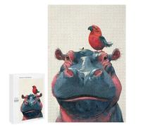 1000 PCS Rompecabezas para Adolescentes Hippopotamus with Birds on Head Rompecabezas para Adultos Juguete Decoración De Pared Patrón De Montaje Cumpleaños 1000 PCS