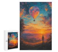 1000 PCS Rompecabezas para Adolescentes Hot Air Balloon Sunset Landscape Painting Rompecabezas para Adultos Regalos De Cumpleaños Juego Familiar Apto para Personas De 14 Años En Adelante 1000 PCS