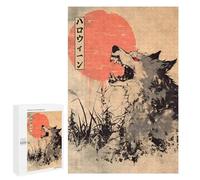 1000 PCS Rompecabezas para Adolescentes Japanese Werewolf Woodblock Print Rompecabezas para Adultos Juguetes Antiestrés Decoración De Pared Diversión Actividades En Casa, 1000 PCS