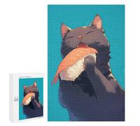 1000 PCS Rompecabezas para Adolescentes Kawaii Cat Eating Sashimi Rompecabezas para Adultos Juegos Familiares Mejora La Memoria Regalos para Amigos Y Familiares 1000 PCS