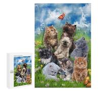 1000 PCS Rompecabezas para Adolescentes Kitten Playing in Garden Rompecabezas Juegos Relajantes Pero Divertidos Y Humorísticos Cumpleaños Y Navidad 1000 PCS