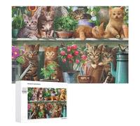 1000 PCS Rompecabezas para Adolescentes Kittens in A Garden Setting Rompecabezas para Adultos Juego Práctico Desafío Difícil Cumpleaños Y Navidad 1000 PCS