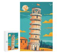 1000 PCS Rompecabezas para Adolescentes Leaning Tower of Pisa Illustration Rompecabezas para Adultos Juegos Divertidos Regalo De Cumpleaños Cumpleaños Y Navidad 1000 PCS
