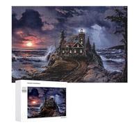 1000 PCS Rompecabezas para Adolescentes Lighthouse by The Stormy Sea Rompecabezas para Adultos Juego De Ingenio Regalos para Mujeres Cumpleaños Y Navidad 1000 PCS