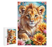 1000 PCS Rompecabezas para Adolescentes Lion Cub in Flowers Rompecabezas para Adultos Juego Práctico Desafío Difícil 1000 PCS
