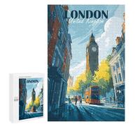 1000 PCS Rompecabezas para Adolescentes London, United Kingdom Cityscape Illustration Rompecabezas para Adultos Regalos De Cumpleaños Juego Familiar Apto para Personas De 14 Años En Adelante 1000 PCS