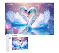 1000 PCS Rompecabezas para Adolescentes Love in The Water Swan Heart Formation Rompecabezas para Adultos Juegos Familiares Regalo De Cumpleaños Diversión En Casa Actividades, 1000 PCS