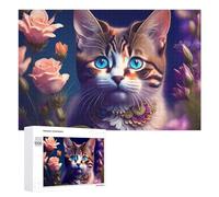 1000 PCS Rompecabezas para Adolescentes Magical Cat with Flowers Rompecabezas para Adultos Juguetes Antiestrés Regalo De Cumpleaños Regalo De Cumpleaños, Regalos, 1000 PCS