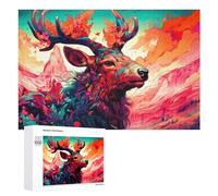 1000 PCS Rompecabezas para Adolescentes Magical Deer in Fiery Landscape Rompecabezas para Adultos Juego De Ingenio Regalos para Mujeres Cumpleaños Y Navidad 1000 PCS