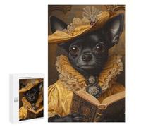 1000 PCS Rompecabezas para Adolescentes Majestic Chihuahua in Yellow and Gold Renaissance Chihuahua Rompecabezas para Adultos Juegos Relajantes Mejora La Memoria Interacción Entre Padres E Hijos 1000