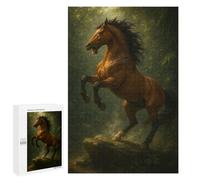 1000 PCS Rompecabezas para Adolescentes Majestic Horse Rearing in Forest Rompecabezas para Adultos Juegos Familiares Corte De Precisión Difícil Y Desafiante 1000 PCS