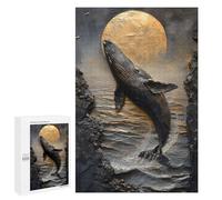 1000 PCS Rompecabezas para Adolescentes Moonlit Whale Breach Rompecabezas para Adultos Juego Práctico Difícil Interacción Entre Padres E Hijos 1000 PCS