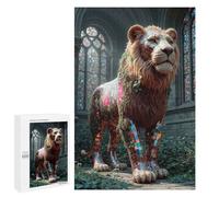 1000 PCS Rompecabezas para Adolescentes Mosaic Lion Statue in Garden Setting Rompecabezas para Adultos Juguetes Antiestrés Decoración De Pared Diversión Actividades En Casa, 1000 PCS