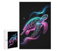 1000 PCS Rompecabezas para Adolescentes Neon Turtle in Space Rompecabezas para Adultos Juego Práctico Difícil Interacción Entre Padres E Hijos 1000 PCS