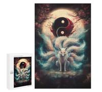 1000 PCS Rompecabezas para Adolescentes Nine-Tailed Fox Yin Yang Rompecabezas para Adultos Juegos Relajantes Mejora La Memoria Interacción Entre Padres E Hijos 1000 PCS