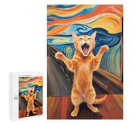 1000 PCS Rompecabezas para Adolescentes Orange Cat The Scream Rompecabezas para Adultos Regalos De Cumpleaños Juego Familiar Apto para Personas De 14 Años En Adelante 1000 PCS