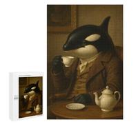 1000 PCS Rompecabezas para Adolescentes Orca Gentleman Drinking Tea Rompecabezas para Adultos Juego Práctico Difícil Interacción Entre Padres E Hijos 1000 PCS