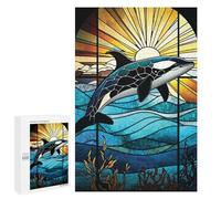 1000 PCS Rompecabezas para Adolescentes Orca Stained Glass Rompecabezas Juegos Relajantes Pero Divertidos Y Humorísticos Cumpleaños Y Navidad 1000 PCS