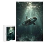 1000 PCS Rompecabezas para Adolescentes Orca Whale Swimming Underwater with Sunbeams Rompecabezas para Adultos Juguetes Antiestrés Decoración De Pared Diversión Actividades En Casa, 1000 PCS