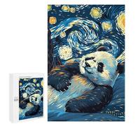 1000 PCS Rompecabezas para Adolescentes Panda in Starry Night Style Rompecabezas Juegos Relajantes Pero Divertidos Y Humorísticos Cumpleaños Y Navidad 1000 PCS