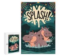 1000 PCS Rompecabezas para Adolescentes Playful Hippo Splash Rompecabezas para Adultos Juego Práctico Difícil Interacción Entre Padres E Hijos 1000 PCS