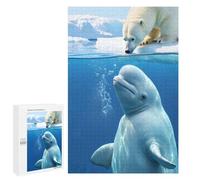 1000 PCS Rompecabezas para Adolescentes Polar Bear and Beluga Whale Rompecabezas para Adultos Juego Práctico Difícil Interacción Entre Padres E Hijos 1000 PCS