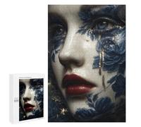 1000 PCS Rompecabezas para Adolescentes Porcelain Tears Kintsugi Woman in Blue and Gold Rompecabezas para Adultos Juego Práctico Difícil Interacción Entre Padres E Hijos 1000 PCS