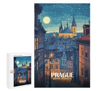1000 PCS Rompecabezas para Adolescentes Prague Czech Republic Night Cityscape Rompecabezas para Adultos Juguetes Antiestrés Decoración De Pared Diversión Actividades En Casa, 1000 PCS