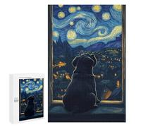 1000 PCS Rompecabezas para Adolescentes Pug Starry Night Rompecabezas para Adultos Juegos Familiares Corte De Precisión Difícil Y Desafiante 1000 PCS