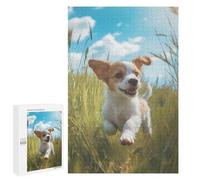 1000 PCS Rompecabezas para Adolescentes Puppy Running in Grass Juegos Familiares De Rompecabezas para Adultos Que Mejoran La Memoria Ayudan A Ejercitar El Cerebro 1000 PCS