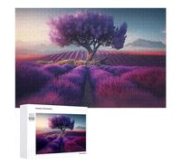 1000 PCS Rompecabezas para Adolescentes Purple Lavender Field with Tree Rompecabezas para Adultos Juego Práctico Desafío Difícil Cumpleaños Y Navidad 1000 PCS