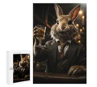 1000 PCS Rompecabezas para Adolescentes Rabbit Drinking Whiskey Rompecabezas para Adultos Juegos Relajantes Mejora La Memoria Interacción Entre Padres E Hijos 1000 PCS