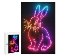 1000 PCS Rompecabezas para Adolescentes Rabbit Neon Animal Rompecabezas para Adultos Juegos Relajantes Mejora La Memoria Interacción Entre Padres E Hijos 1000 PCS