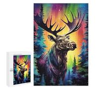 1000 PCS Rompecabezas para Adolescentes Rainbow Moose in Forest Rompecabezas para Adolescentes Juguetes Antiestrés Vacaciones En Casa Matar El Tiempo Desafío Educativo 1000 PCS