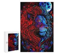 1000 PCS Rompecabezas para Adolescentes Red and Blue Lion Moon Art Rompecabezas para Adultos Juego Familiar Análisis Y Lógica Regalos para Reducir El Estrés 1000 PCS