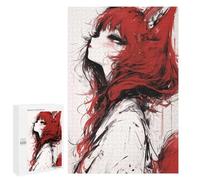 1000 PCS Rompecabezas para Adolescentes Red Fox Girl Anime Illustration Rompecabezas Juegos Relajantes Desafío Difícil Desafiante De Completar 1000 PCS